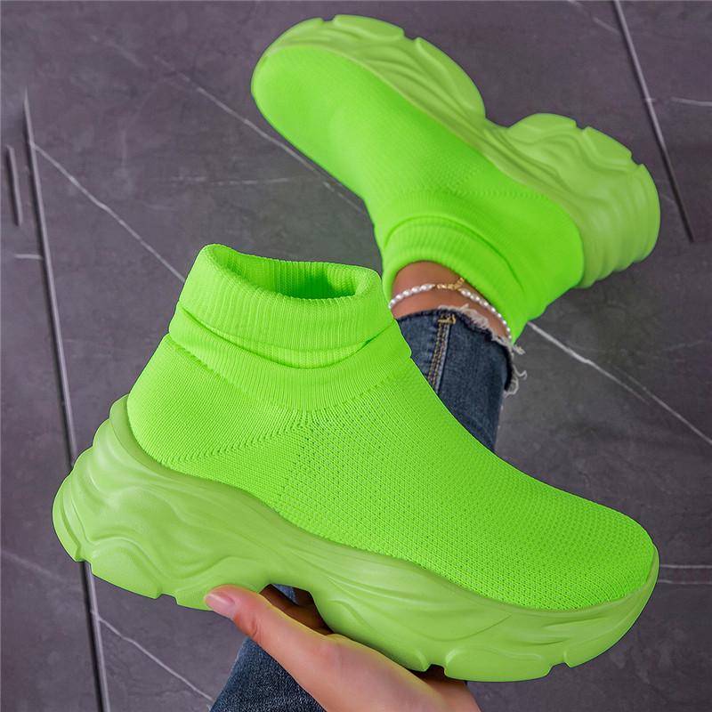 Горячая Распродажа, дышащие носки, женская обувь 2024 года, трендовые красные туфли на платформе, увеличивающие рост, женские кроссовки с высоким верхом, размер 35-42