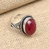 Lab-Created Ruby Gemstone Handmade Jewelry 935 Sterling Silver Ring For Women
