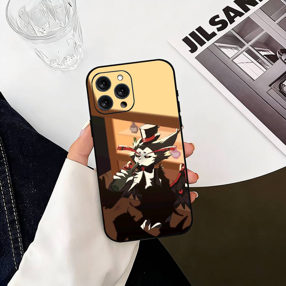 Чехол для телефона Hazbin Hotel Husk для iPhone 17,16,15,14,13,12,11 Plus,Pro Max,XS, Мягкий силиконовый черный чехол