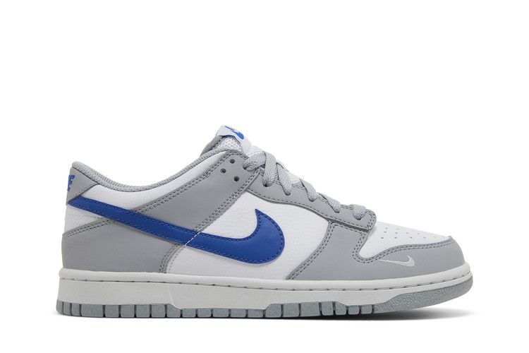 Kids' Sneakers Nike Dunk Low Mini Swoosh Wolf Grey Game Royal (GS) Wolf Grey/Game Royal-White