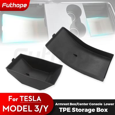 Нижний ящик для хранения Futhope TPE для Tesla Model 3 model Y 21-23, центральный подлокотник, центральная консоль, аксессуары для украшения интерьера