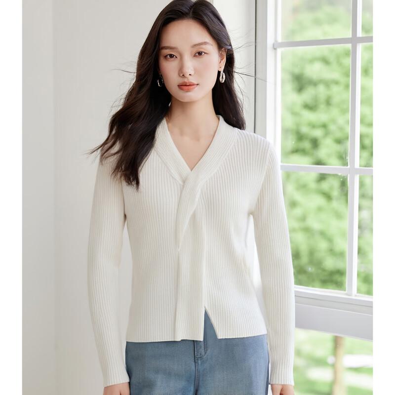 Handu Yishe Women's V-Neck Long-Sleeve Knit Top