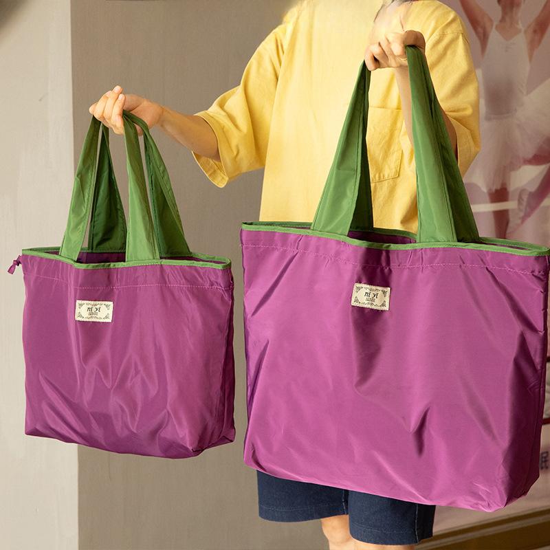 Large Drawstring Environmental Supermarket Shopping Bag Fashion Shoulder Bag Foldable Portable Tote Grocery Bag Waterproof