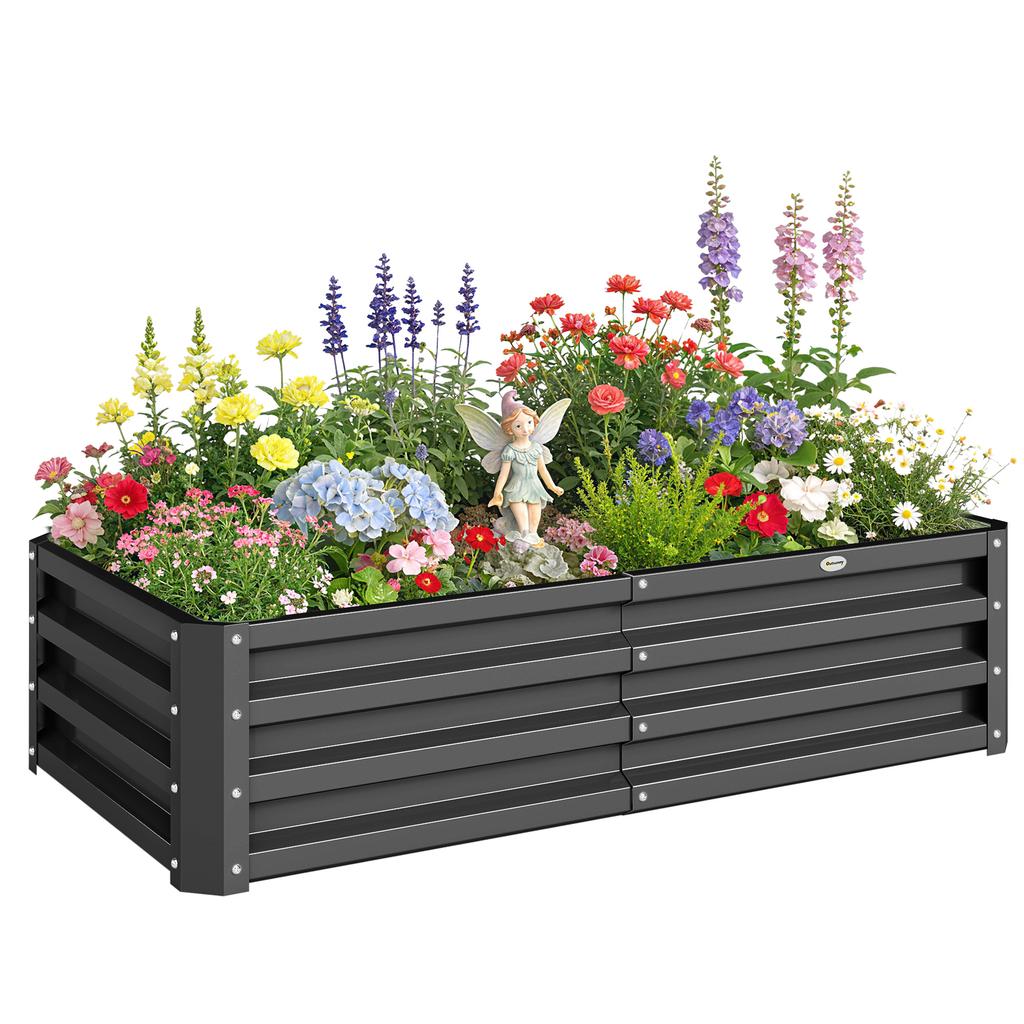 Raised Beds For Garden Galvanized Outdoor Planters For Herbs And Vegetables Use For Patio Backyard Balcony Grey