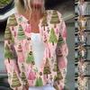Women's Fashion Long Sleeve Christmas Christmas Tree  Snowflake Print Jacket Cardigan