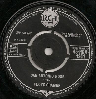 7-дюймовая пластинка FLOYD CRAMER - San Antonio Rose 45RCA1241 RCA 1961 Великобритания Кантри Б/У