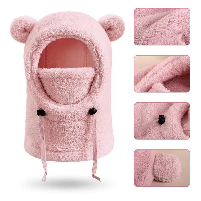 Face Cover Helmet Cap For Children Cold-proof Warm Hat Ski Children Thermal Headgear Kids Plush Scarf One Piece Beanie