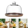 Wood Cake Stand with Dome Plate Multifunctional Fruit Display Server Tray Serving Platter