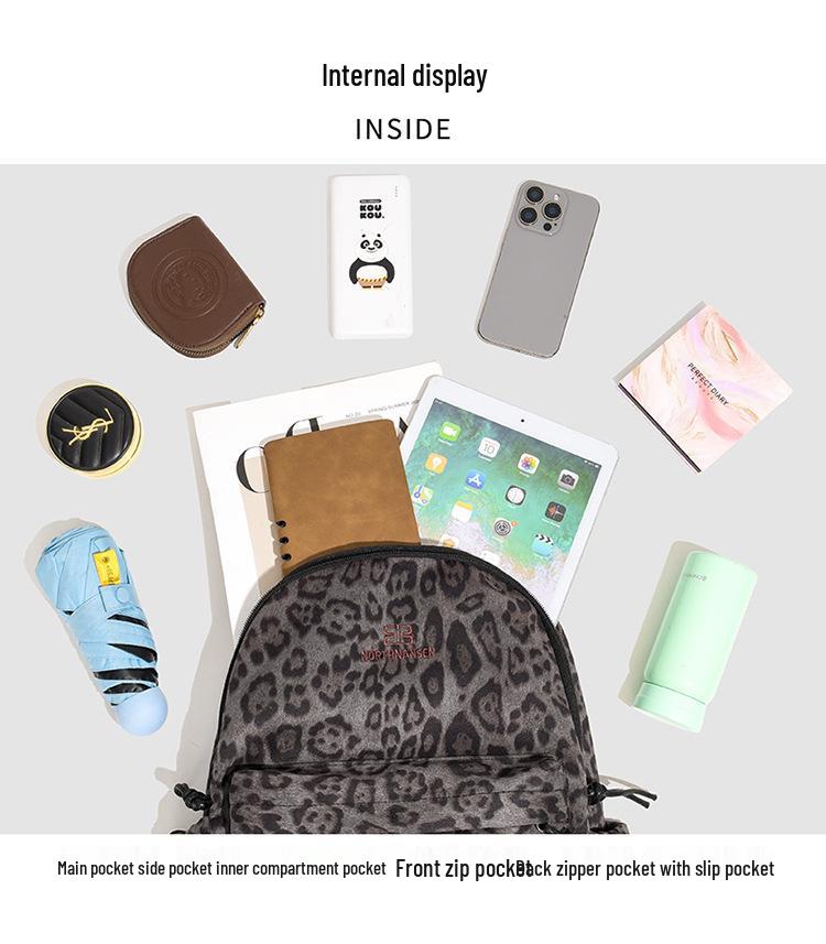 Leopard Print Women's Backpack - Large Capacity Autumn/Winter Bookbag for Students