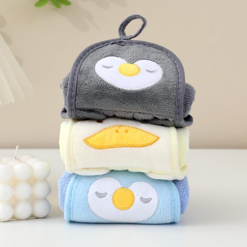 Hanging Coral Fleece Hand Towel Cartoon Animal Absorbent Kitchen Bathroom Washcloth Cute Goose Children Home Towels