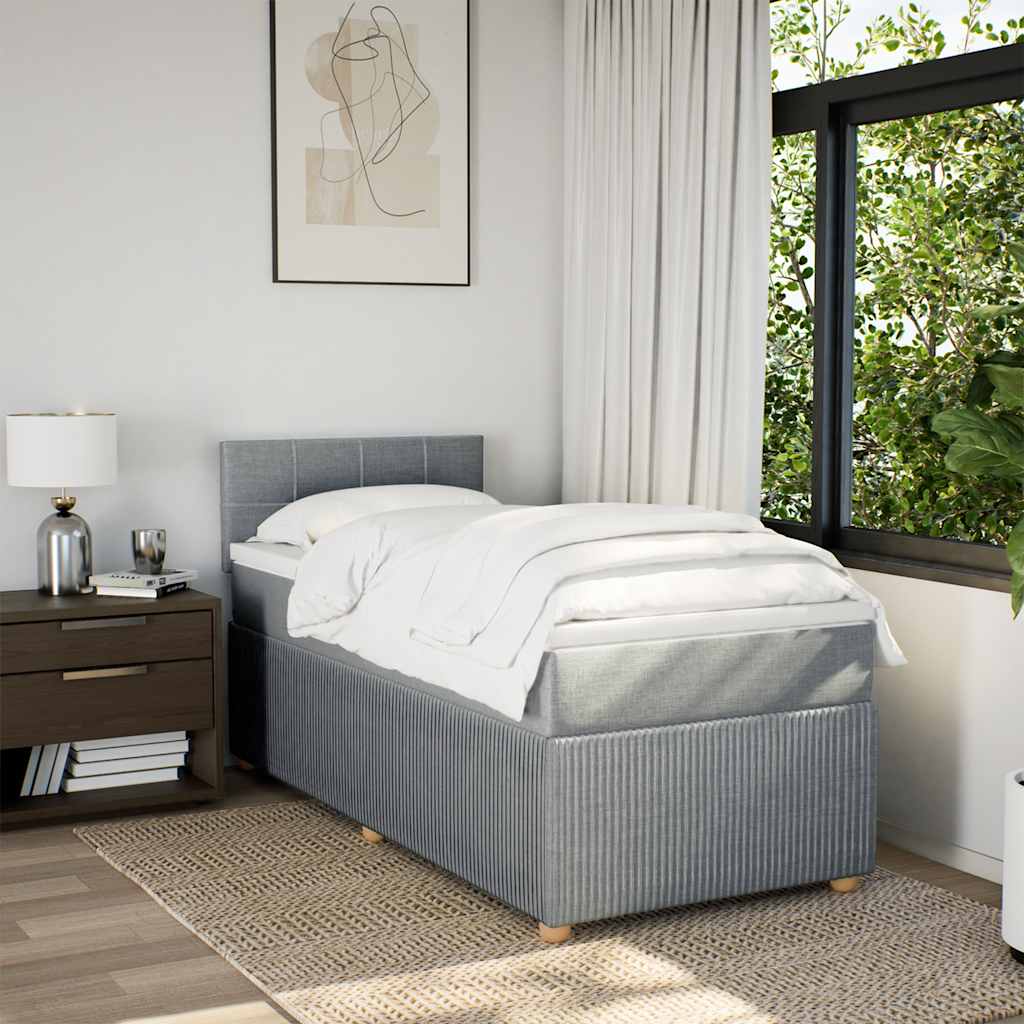 Box Spring Bed with Mattress Light Grey 80 x 200 cm Fabric