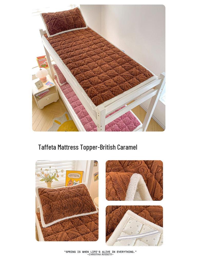 Зимний утолщенный наматрасник из тафты и бархата - Мягкое молочное бархатное постельное белье для общежития, односпальный или двуспальный