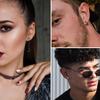 15Pairs Stainless Steel Stud Earrings for Men Women Goth Hypoallergenic Zirconia Hoop Dangle Earrings Set Halloween