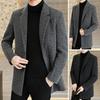 Men Woolen Coat Lapel Long Sleeve Single Breasted Jacket Coat with Pockets Solid Color Loose Fit Casual Outerwear Cold Weather Wear