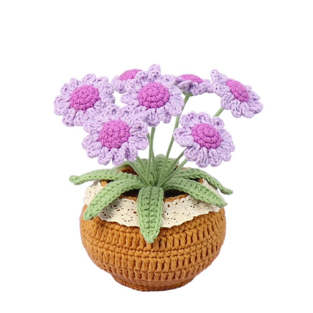 Вязаные тюльпаны хризантемы растения украшения ручной работы цветочный горшок украшения для дома