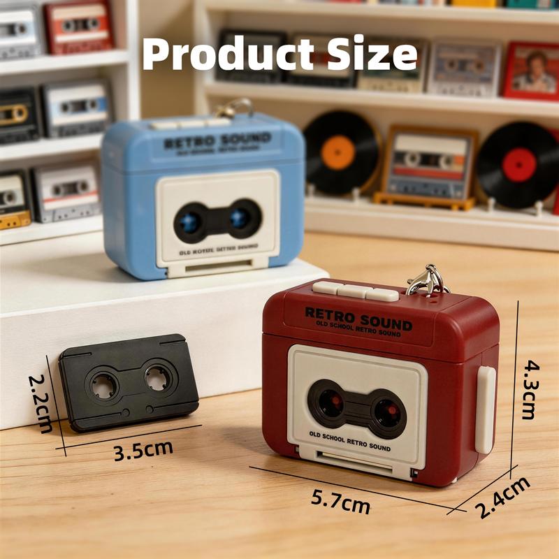 Retro Tape Recorder Keychain Mini Recording Music Box Keyring Backpack Small Pendant Decompression Ornament Birthday Couple Gift 6