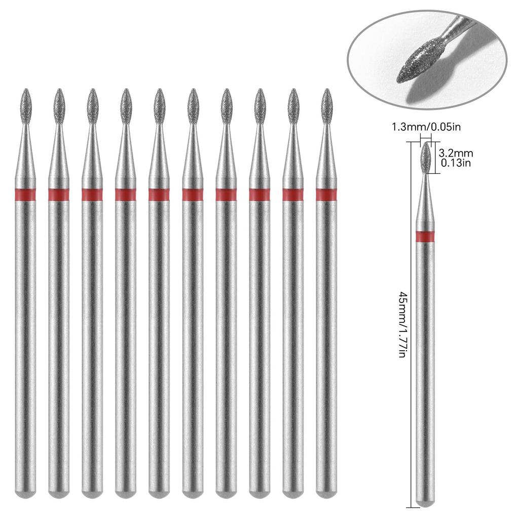 10 шт., алмазные фрезы, набор сверл для ногтей, аксессуары для маникюра, педикюра, электрическая машина, кисточка для ногтей, инструменты для заусенцев
