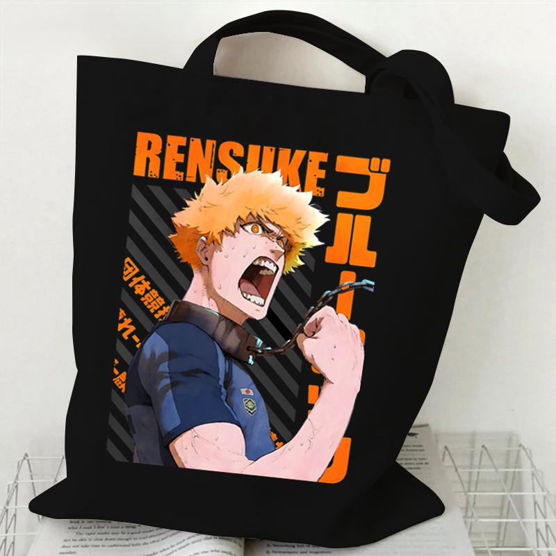 Сумки на плечо в стиле аниме для женщин, синяя сумка-тоут с принтом замка, многоразовые сумки для покупок, холщовые сумки