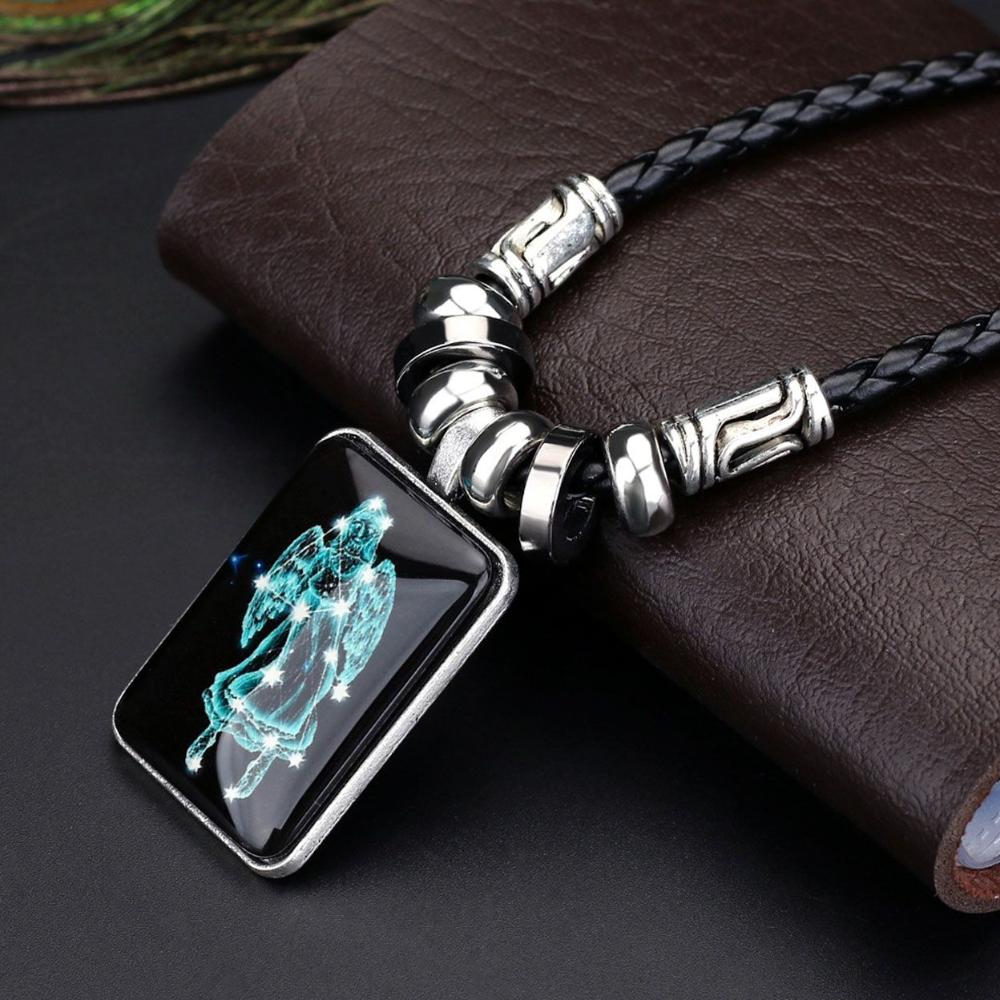 Ladies 12 Zodiac Astrology Design Pendant Necklace Constellation Galaxy