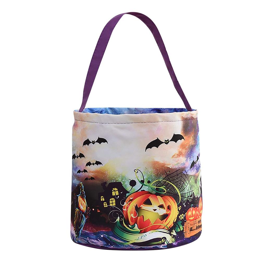 Halloween Candy Bucket Decoration With Lights Halloween Basket Lights Reusable Candy Basket Tote Bag For Party Favors
