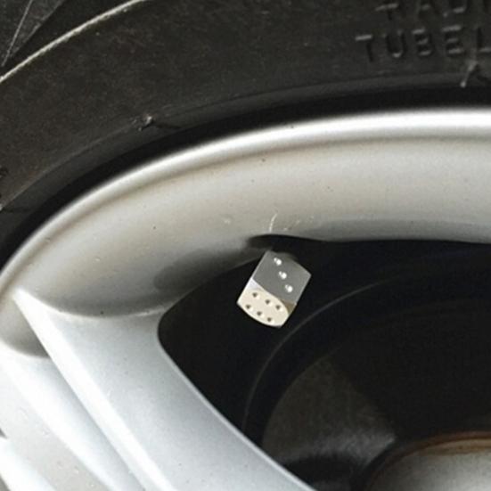 4Pcs Dice Shape Wheel Tyre Car Motorcycle Valve Air Stem Anti-dust Cover Caps