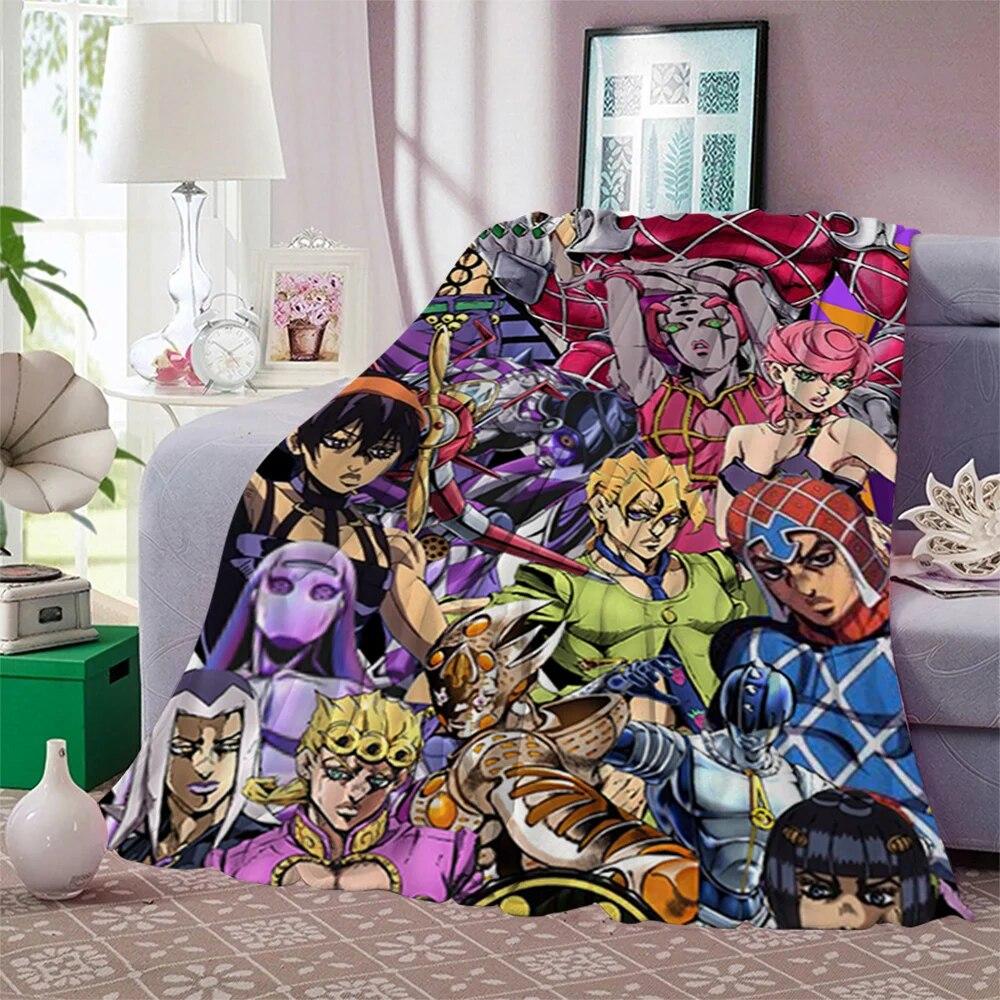 Фланелевые одеяла японского аниме «JoJo Bizarre Adventure» с принтом для детей и взрослых, одеяло, диван, путешествие, одеяло для студентов-подростков