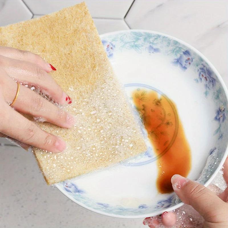 5 шт. Губки для мытья посуды из кокосового волокна - Нетканые, Высококачественные многоразовые отшелушивающие губки для уборки кухни, ванной комнаты, гостиной