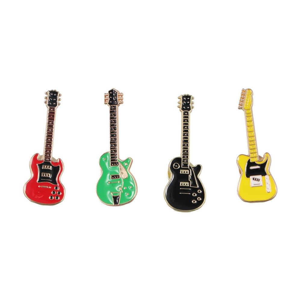 Брошь-гитара в стиле рок-группы, забавные эмалевые значки-гитары, аксессуары для одежды, значок на лацкан в виде гитары, воротник