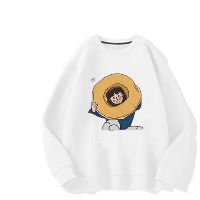 Autumn and Winter Round Neck Plus Size Loose Women's Couples Wear Padded Long Sleeve Pullover