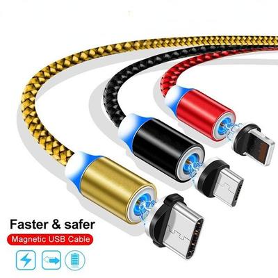 Магнитный USB-кабель со светодиодной подсветкой Micro USB Type C, быстрая зарядка Type-C для Huawei IPhone Samsung