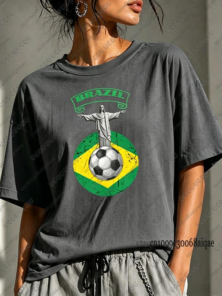Brazil Classic Jesus Pattern T-shirts For Women Summer Hot Sale Polyester Short Sleeve Tees Breathable Sports Tees Couple Y2K Tops