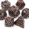 7 Pcs Silver Red Stripe Metal Dice Solid Metal Polyhedral Dice Set Suitable for Role-Playing RPG  Board Game Card Game