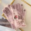 Winter Warm Gloves Plush Cartoon Cute Christmas Snowman Five-Fingered Gloves Can Student Girls