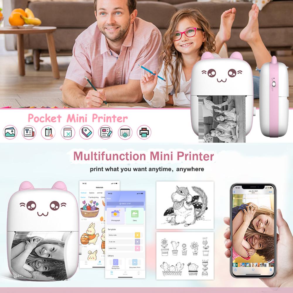 2024 Мини-термопринтер Принтер для самоклеящихся этикеток Портативный Bluetooth-принтер для фотопечати Портативный карманный принтер для Android IOS.