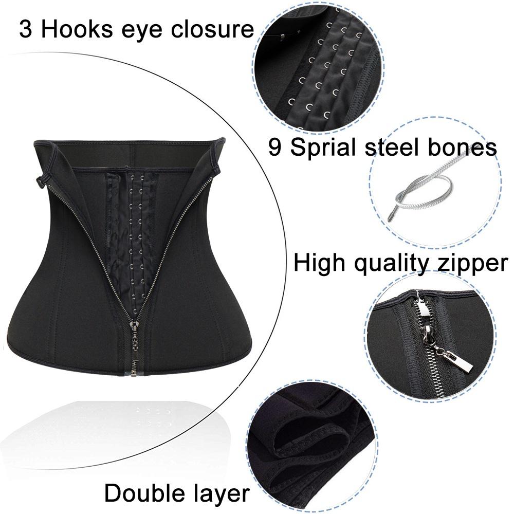 Men Women Waist Trainer Corset Zipper Hook Shapewear Tummy Double Control Body Shaper Waist Belt Faja