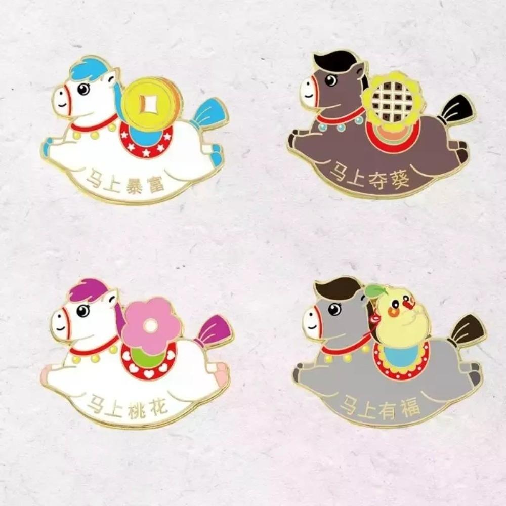 Cute Animal Brooch Cartoon Steed Brooch Badge Pins Zodiac Horse Brooch  Women Accessories