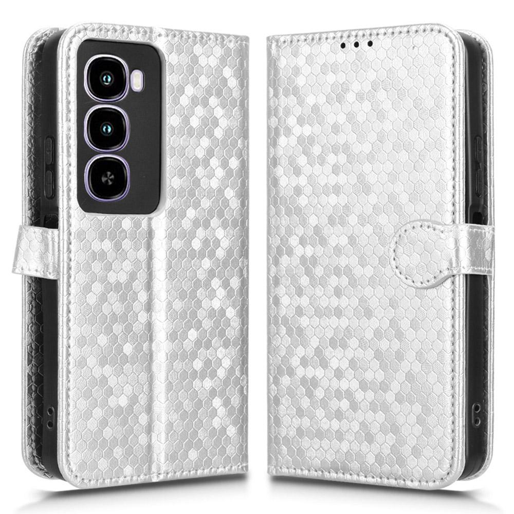 For itel City 100 4G Wallet Case Dot Pattern Imprint PU Leather Phone Cover with Wrist Strap