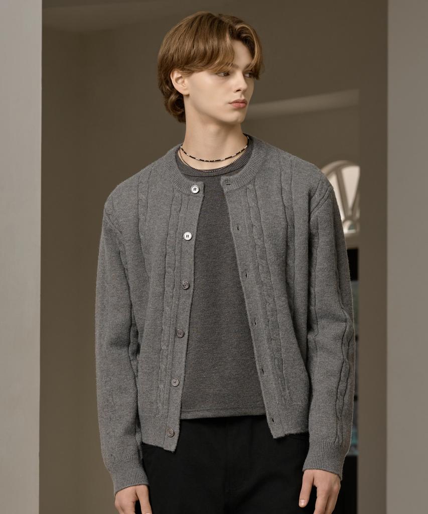 Hyoji Fw Стильный круглый короткий вязаный кардиган с рукавами-фонариками (3 цвета)