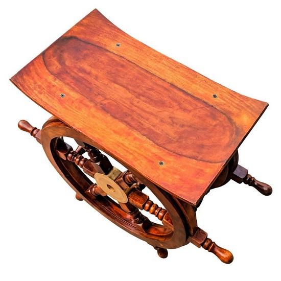 Деревянное колесо корабля Стол Табурет Пиратское деревенское колесо капитана Домашний декор Морской стиль Колесо лодки капитана Пиратский декор