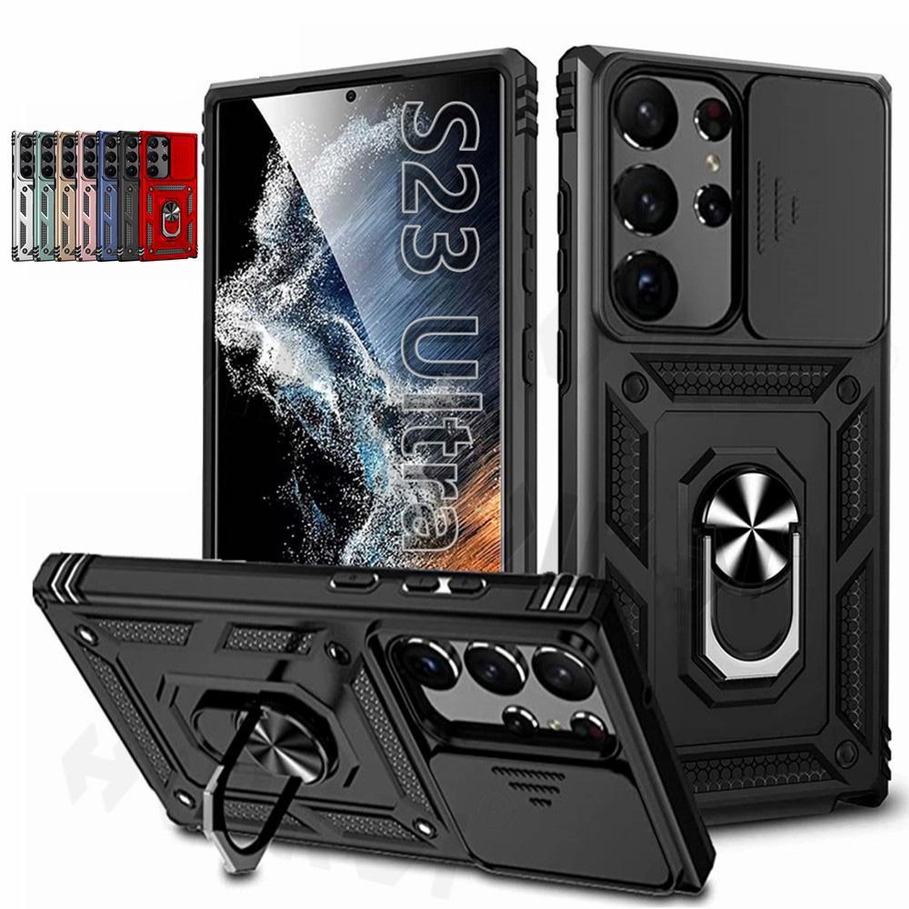 Чехол-слайдер для камеры Samsung Galaxy S24 Ultra S24 S23 Ultra S23 Plus S23 S22 A15 A35 A55 A14 A53 A73, прочный защитный чехол-кольцо