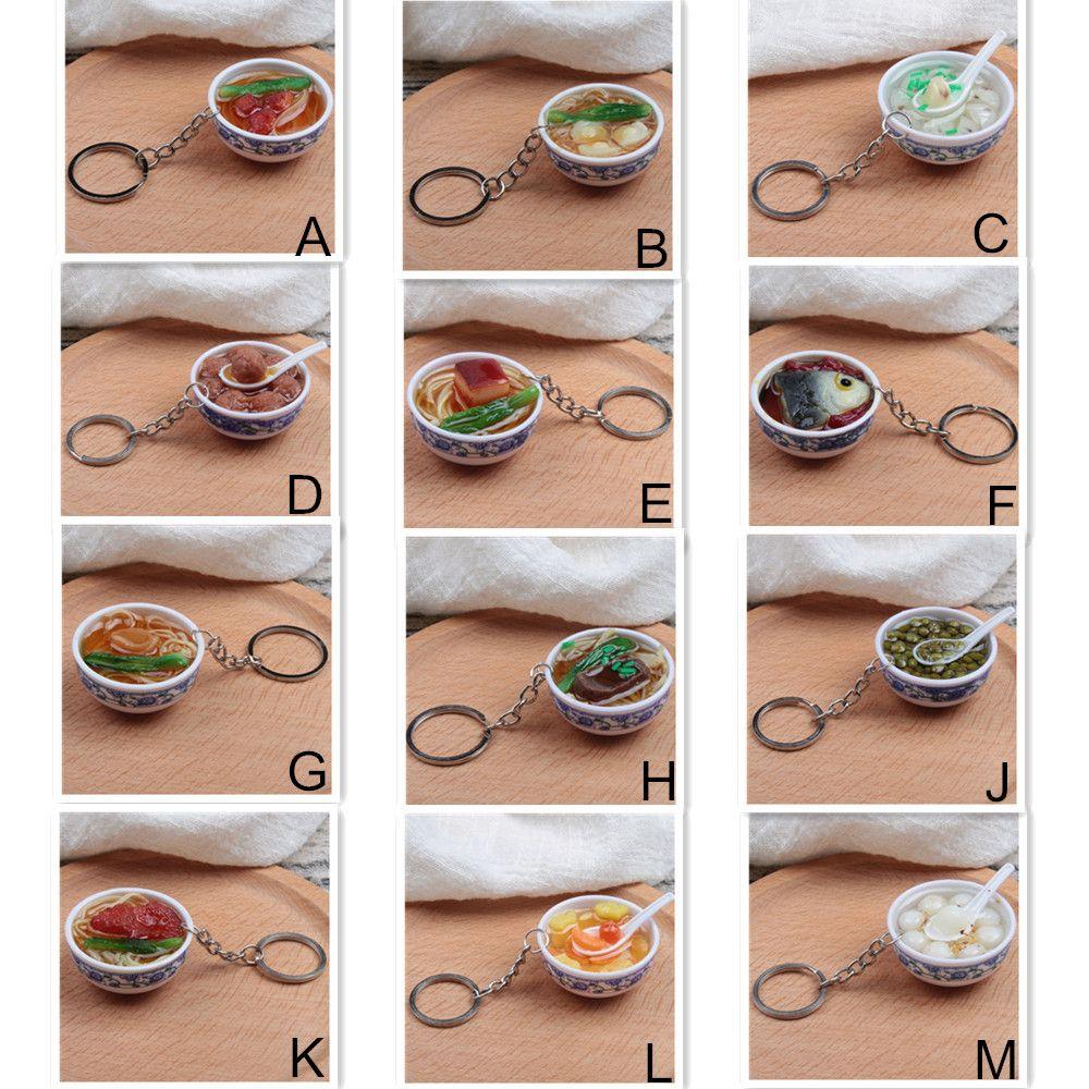 Porcelain Delicious Food Bag Pendant Noodle Keychain Simulation Food Bowl Keyrings Food Key Chains