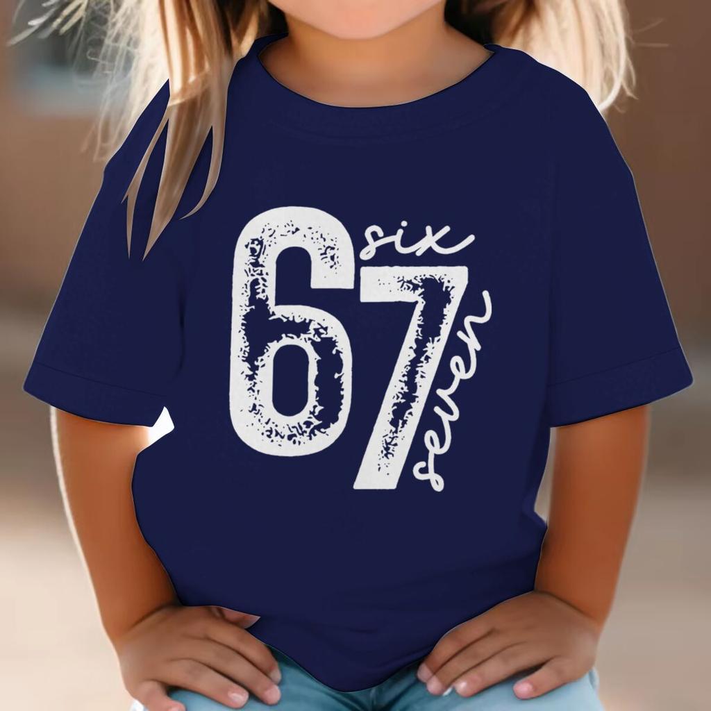Kids Vintage Six Seven Tshirt Number 67 with Six Seven Print Tee Girl Boy 7th Birthday Tshirts Soft Cotton Tee Top