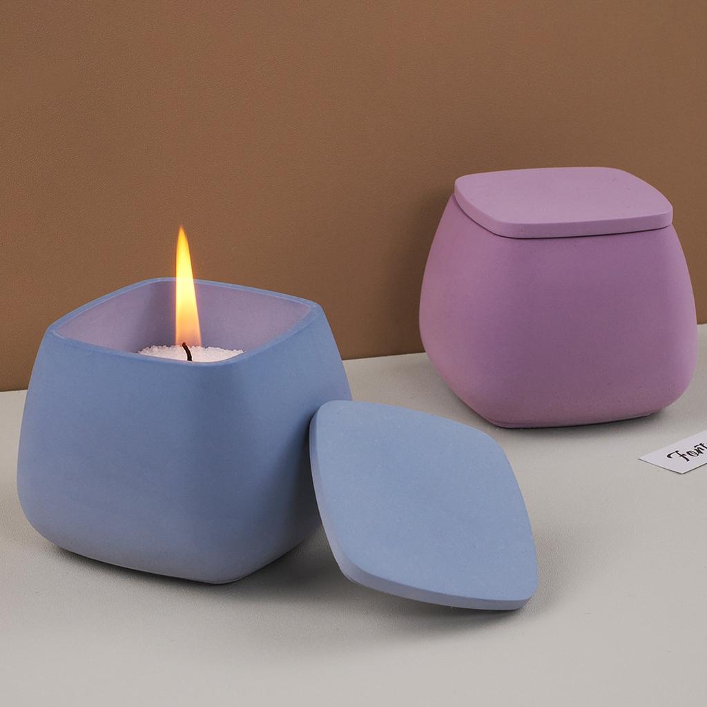 1 шт. квадратная банка для свечей, силиконовая форма для самостоятельного изготовления с крышкой, коробка для хранения ювелирных изделий, ремесло, гипсовая эпоксидная смола, ваза, литейные формы, домашний декор