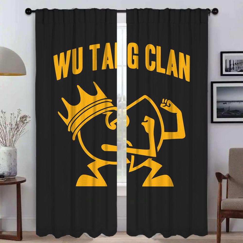 Набор из 2 штор с изображением Wu-Tang Clan для гостиной, Хэллоуина, тюлевые шторы для спальни, домашний интерьер, из полиэстера
