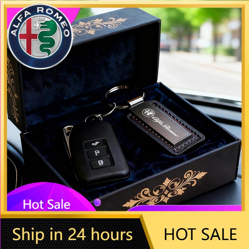 Car Stickers For Alfa Romeo Metal/Leather Car Logo Key Chain Boutique Keychain Keyring Pendant For Alfa Romeo 4C 159 166 Spider