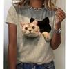 Женская футболка с 3D-принтом и изображением кота, с короткими рукавами, повседневная одежда с изображением животных, классная уличная летняя мода, хит продаж, удобная
