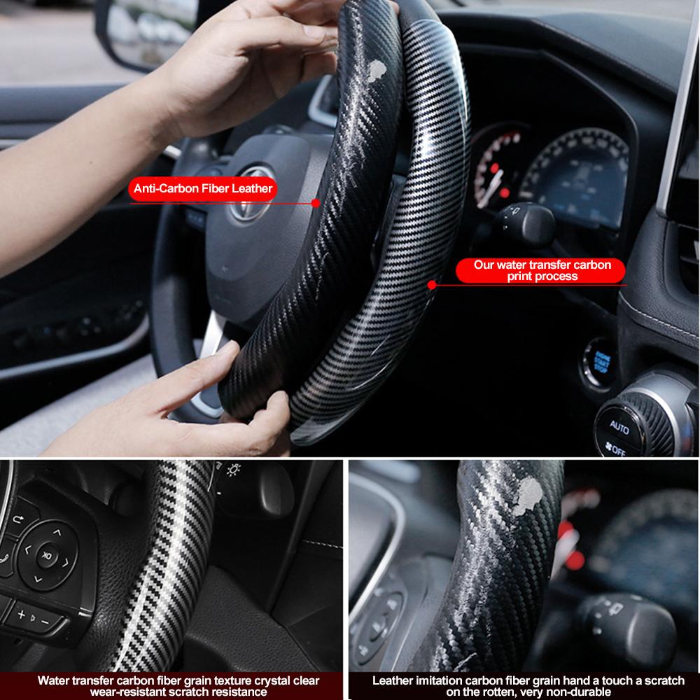 Чехол на руль автомобиля 38 см из углеродного волокна, силиконовый, нескользящий, защитный, ультратонкий чехол, тип D, автомобильные аксессуары