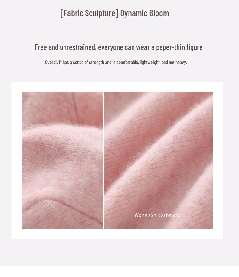 Женский кашемировый свитер с круглым вырезом - Коллекция Осень/Зима 2025, Реглан, Утепленный, Однотонный, Свободный крой, Стройнящий вязаный базовый.