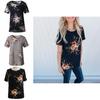 Elegant Summer Women Blouse Floral Print Short Sleeve Loose Casual T-shirt Tops