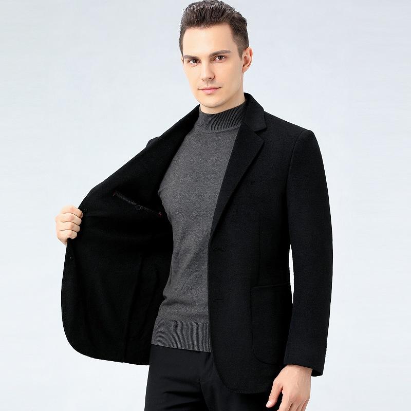 Мужское двустороннее кашемировое пальто осень и зима короткий шерстяной костюм среднего возраста шерстяное пальто для мужчин